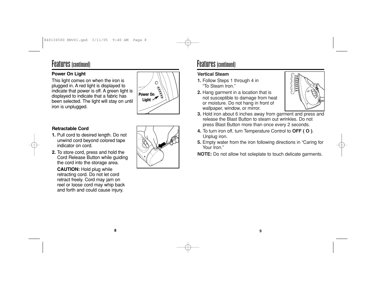 Features, Continued) | Hamilton Beach HIR800 User Manual | Page 5 / 23