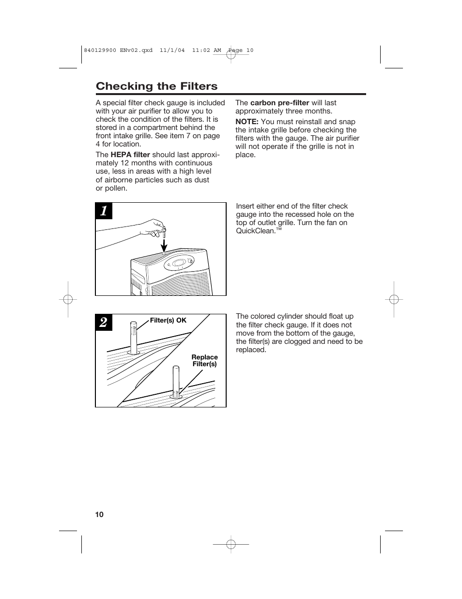 Checking the filters | Hamilton Beach 04161 User Manual | Page 10 / 48