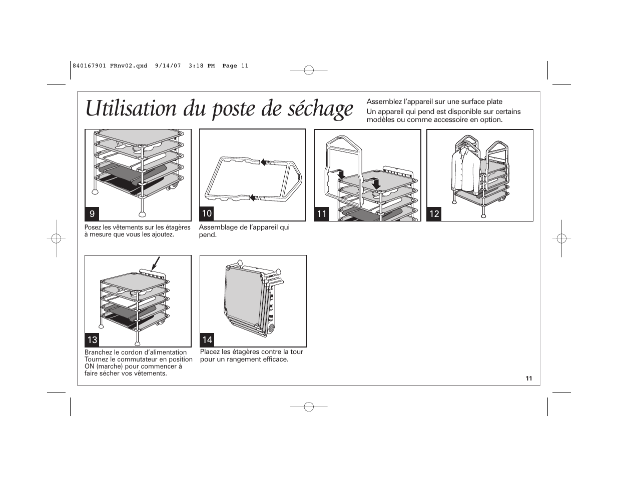 Utilisation du poste de séchage | Hamilton Beach 5 A User Manual | Page 11 / 20