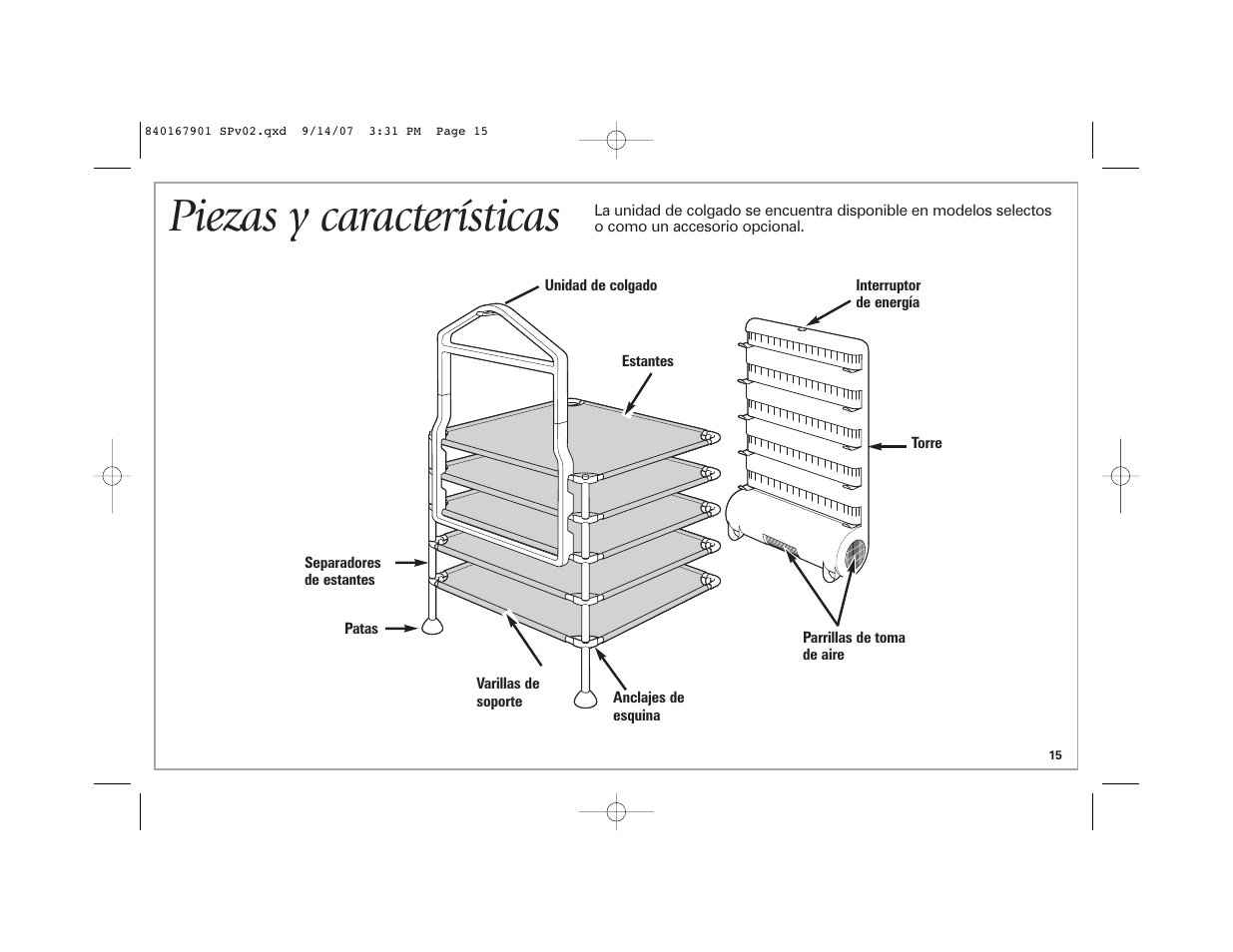 Piezas y características | Hamilton Beach 5 A User Manual | Page 15 / 20