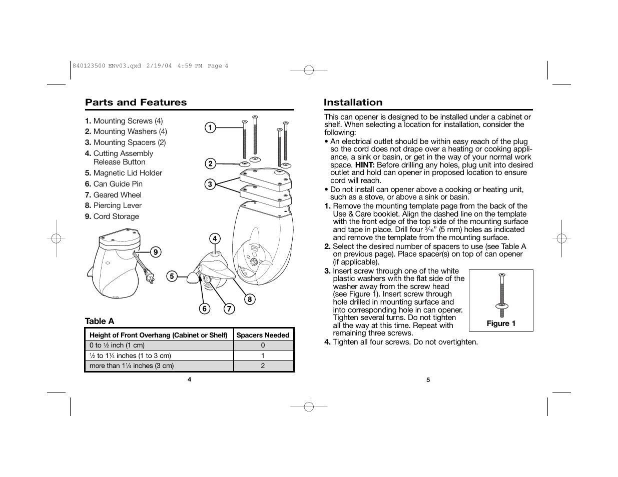 Parts and features installation | Hamilton Beach 76475 User Manual | Page 3 / 15