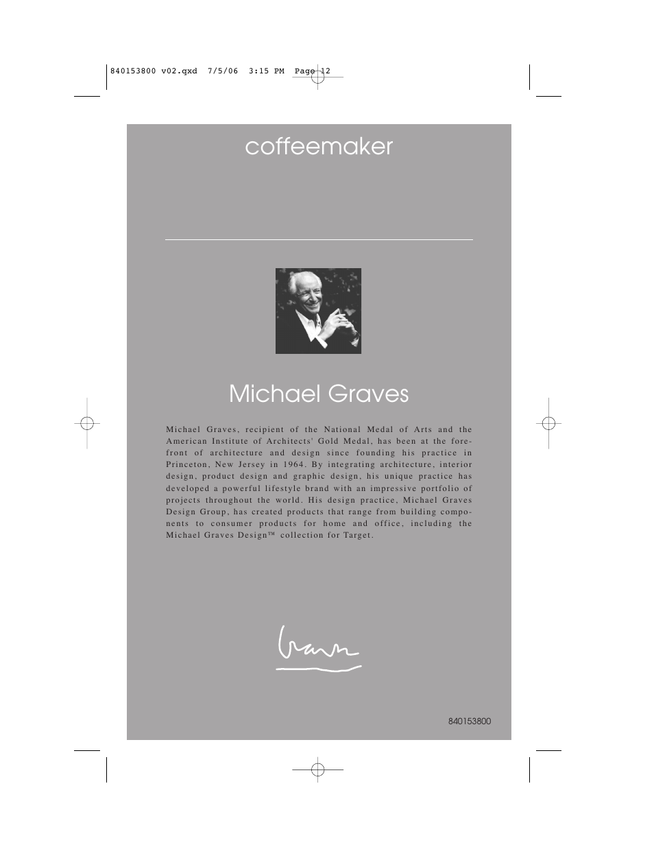 Coffeemaker michael graves | Hamilton Beach 840153800 User Manual | Page 12 / 12