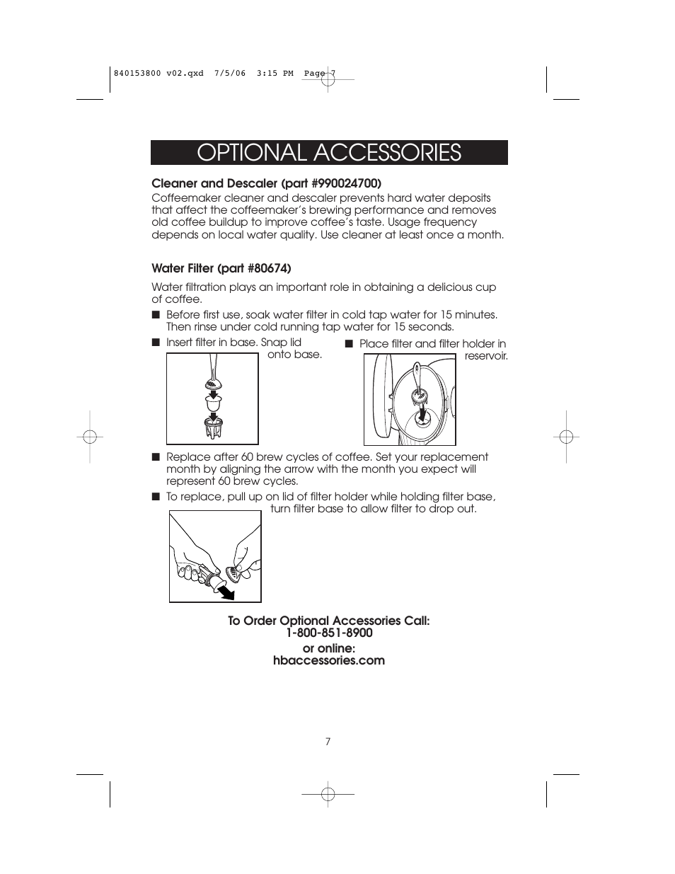 Optional accessories | Hamilton Beach 840153800 User Manual | Page 7 / 12