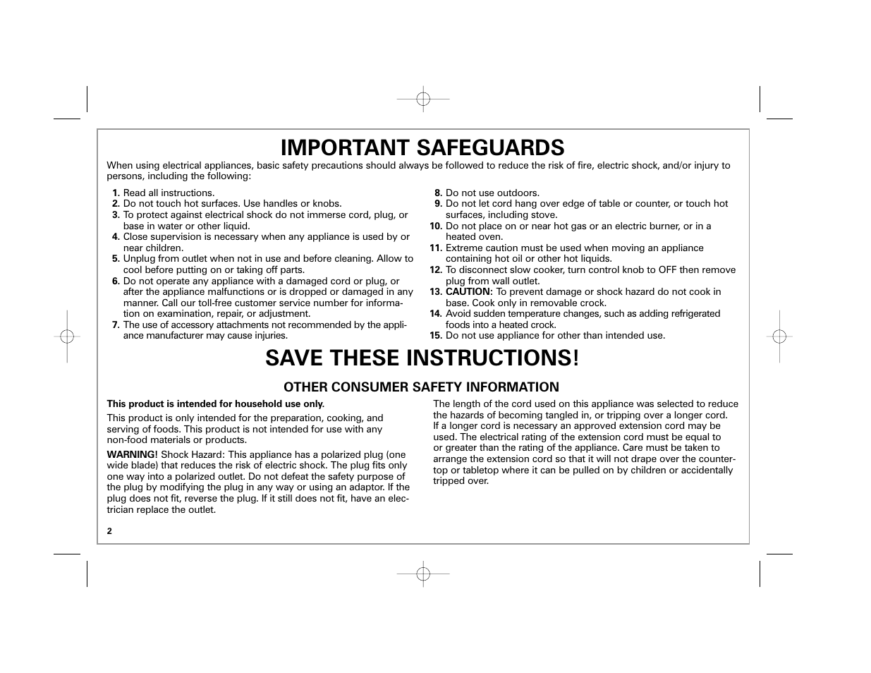 Important safeguards, Save these instructions | Hamilton Beach 33163H User Manual | Page 2 / 32