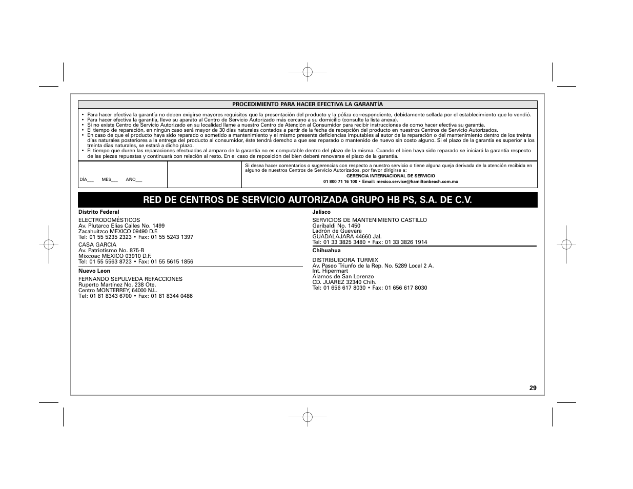 Hamilton Beach 33163H User Manual | Page 29 / 32