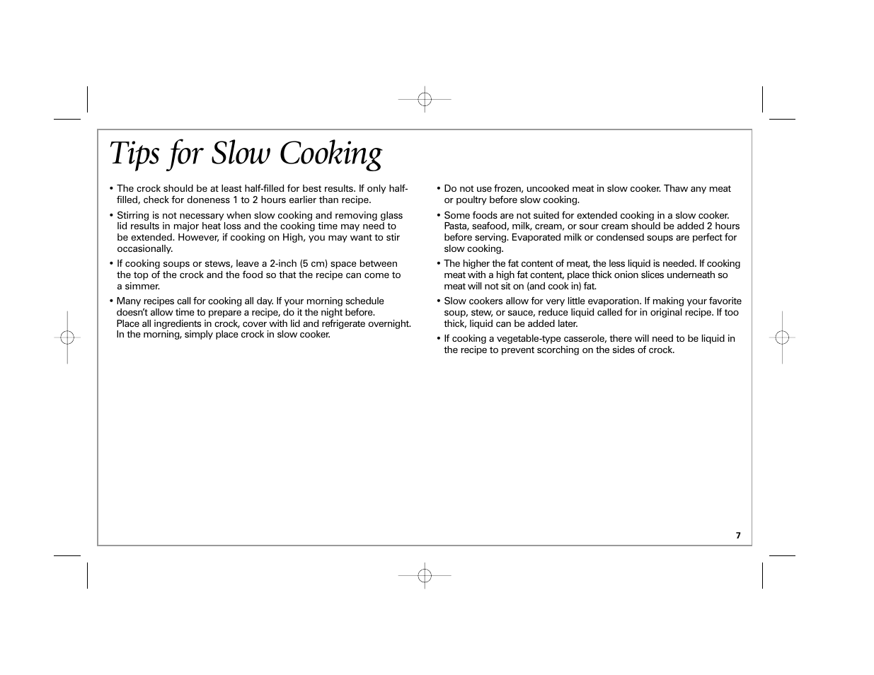 Tips for slow cooking | Hamilton Beach 33163H User Manual | Page 7 / 32