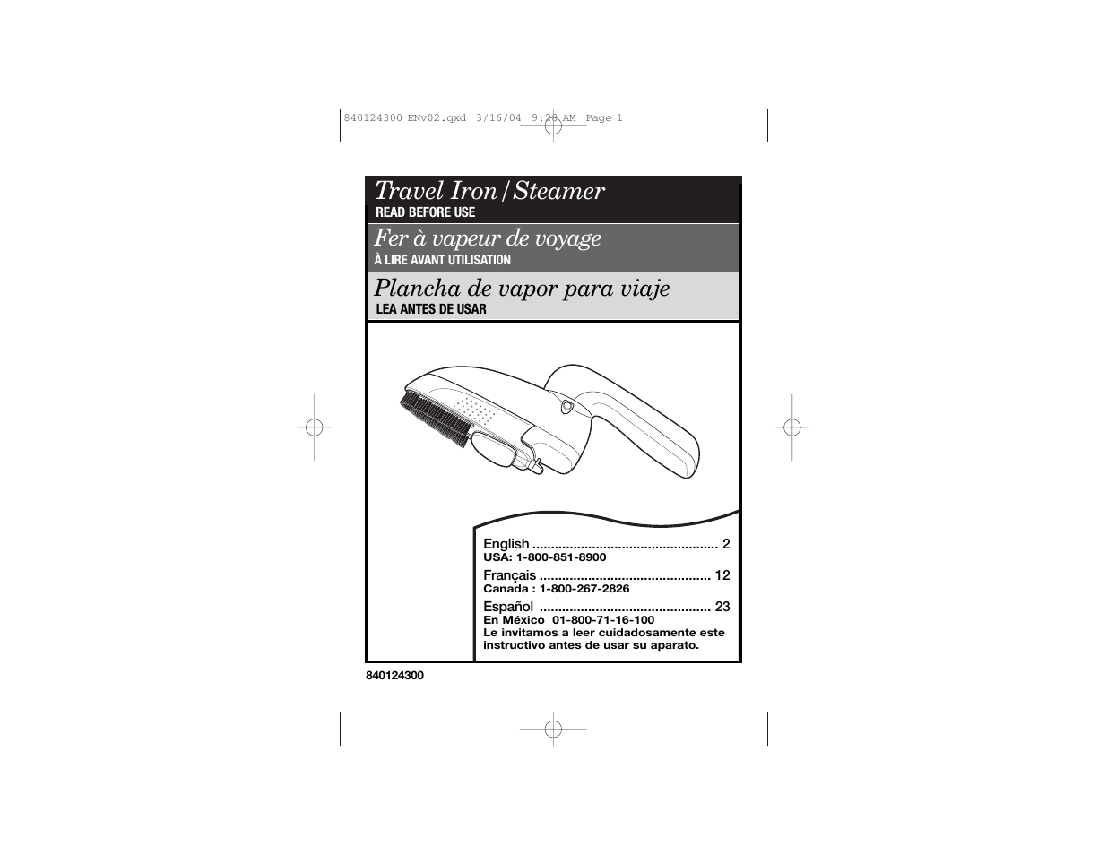 Hamilton Beach 840124300 User Manual | 20 pages