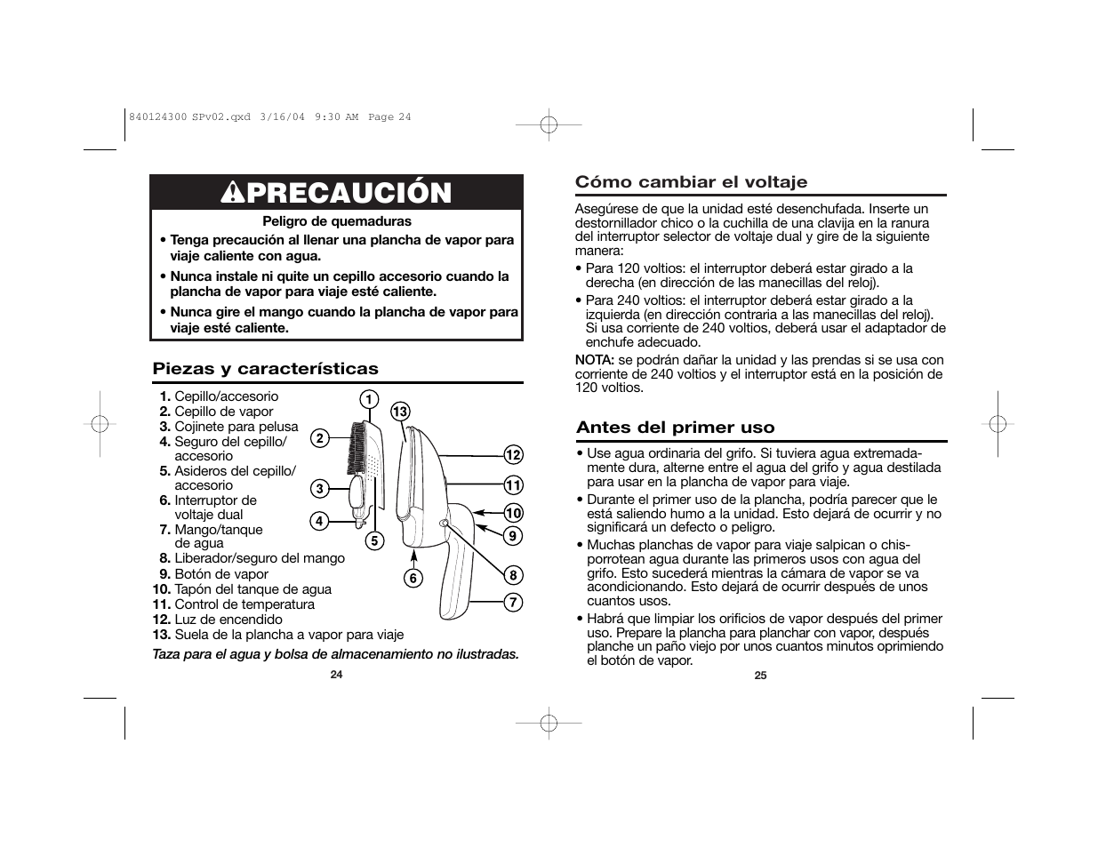 Wprecaución | Hamilton Beach 840124300 User Manual | Page 14 / 20