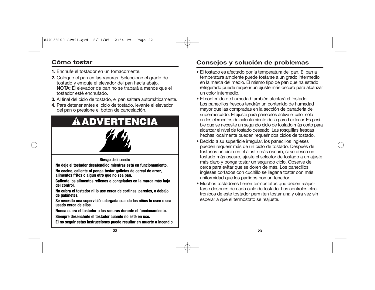 Wadvertencia | Hamilton Beach 22900 User Manual | Page 14 / 17