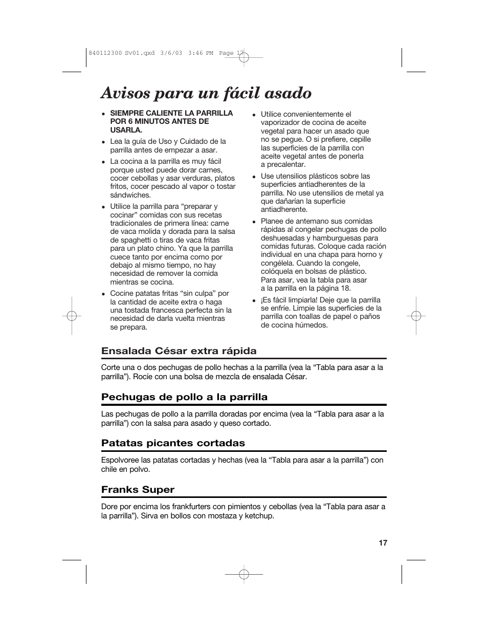 Avisos para un fácil asado | Hamilton Beach 25219 User Manual | Page 17 / 20