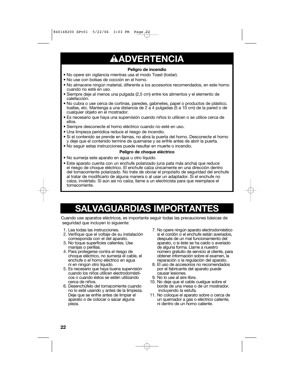 W advertencia, Salvaguardias importantes | Hamilton Beach 31170 User Manual | Page 22 / 32