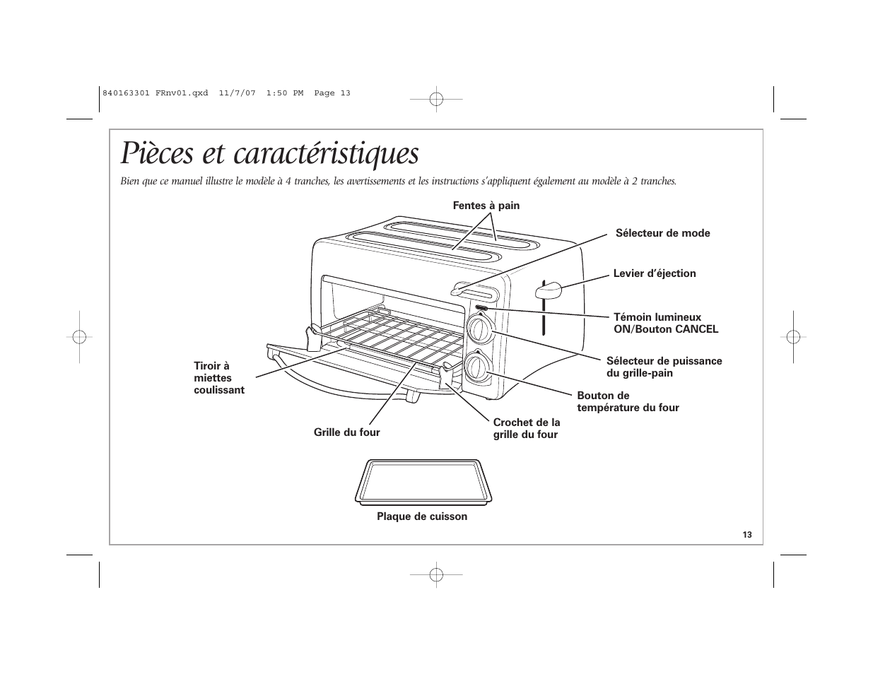 Pièces et caractéristiques | Hamilton Beach 24708 User Manual | Page 13 / 32