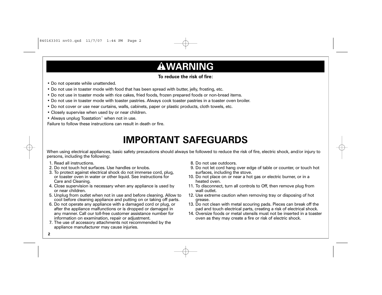 Important safeguards, W warning | Hamilton Beach 24708 User Manual | Page 2 / 32