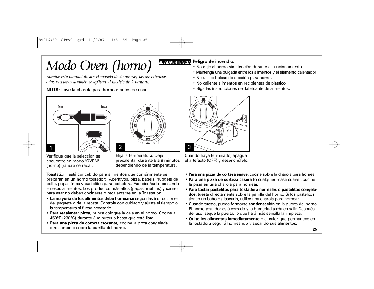 Modo oven (horno) | Hamilton Beach 24708 User Manual | Page 25 / 32