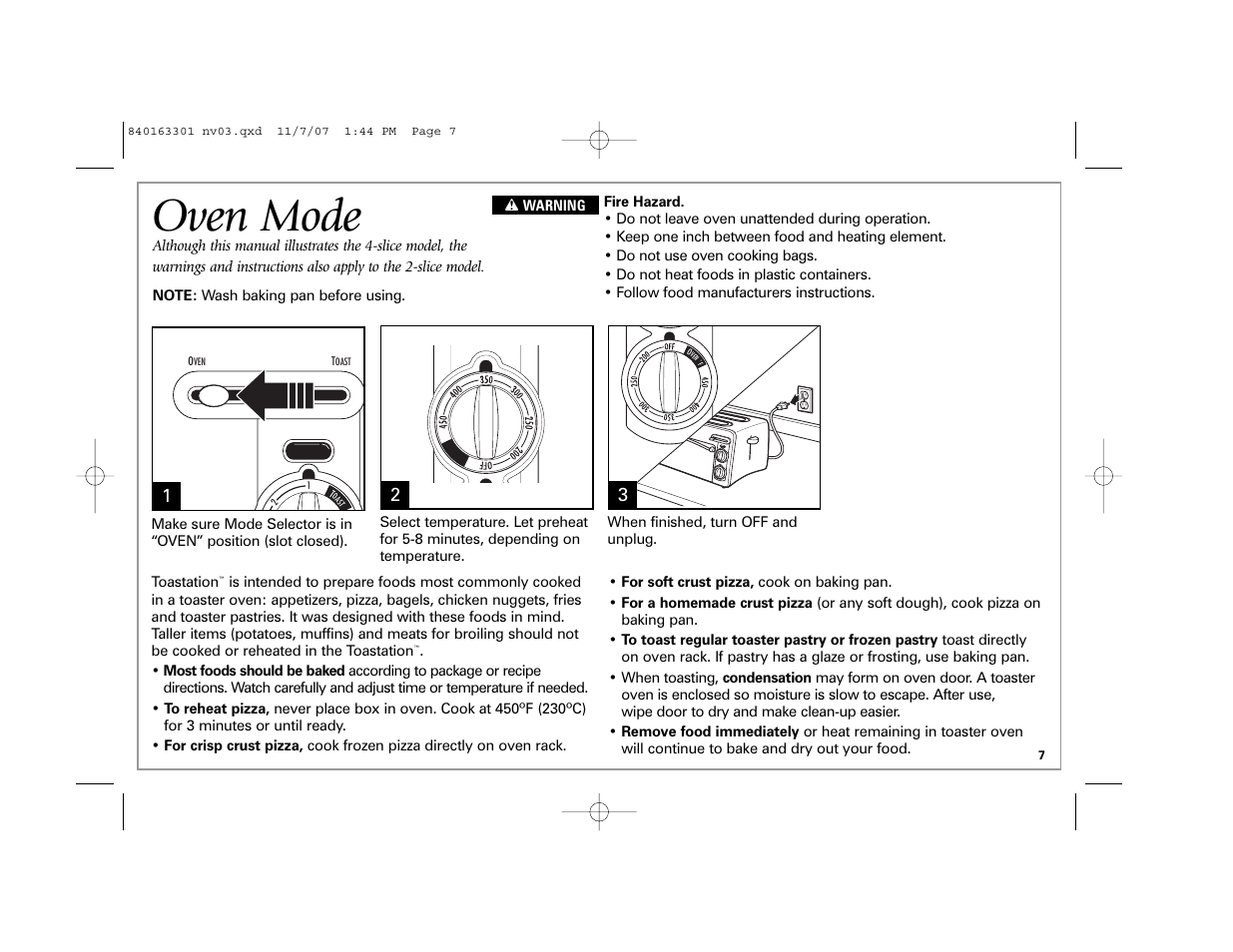 Oven mode | Hamilton Beach 24708 User Manual | Page 7 / 32