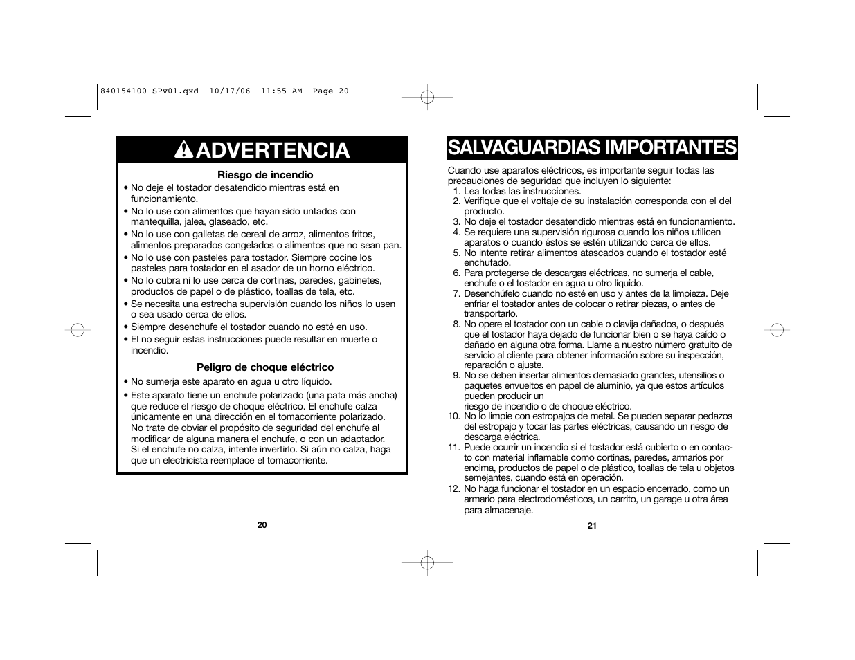W advertencia, Salvaguardias importantes | Hamilton Beach 22560 User Manual | Page 11 / 17
