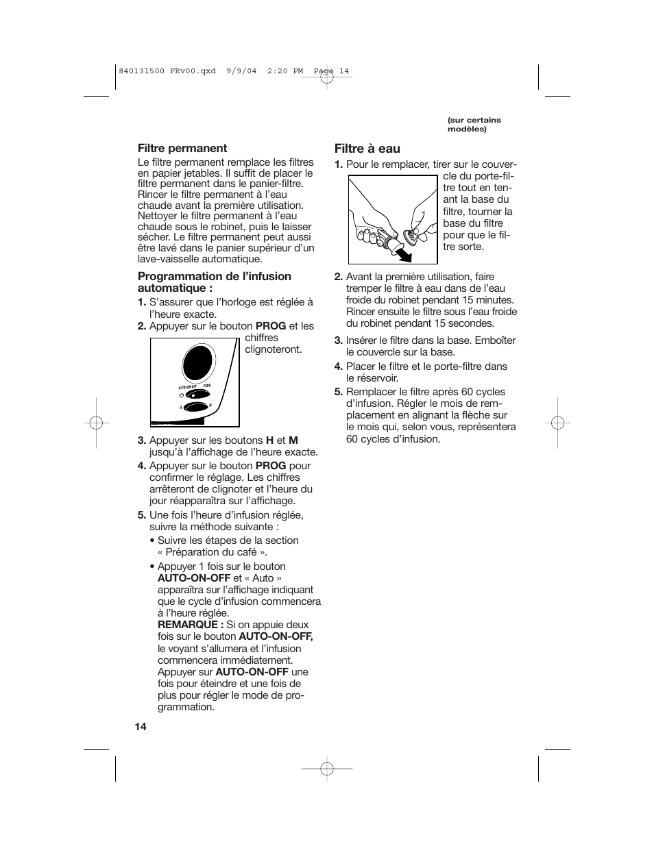 Caractéristiques optionnelles | Hamilton Beach 45214 User Manual | Page 14 / 28