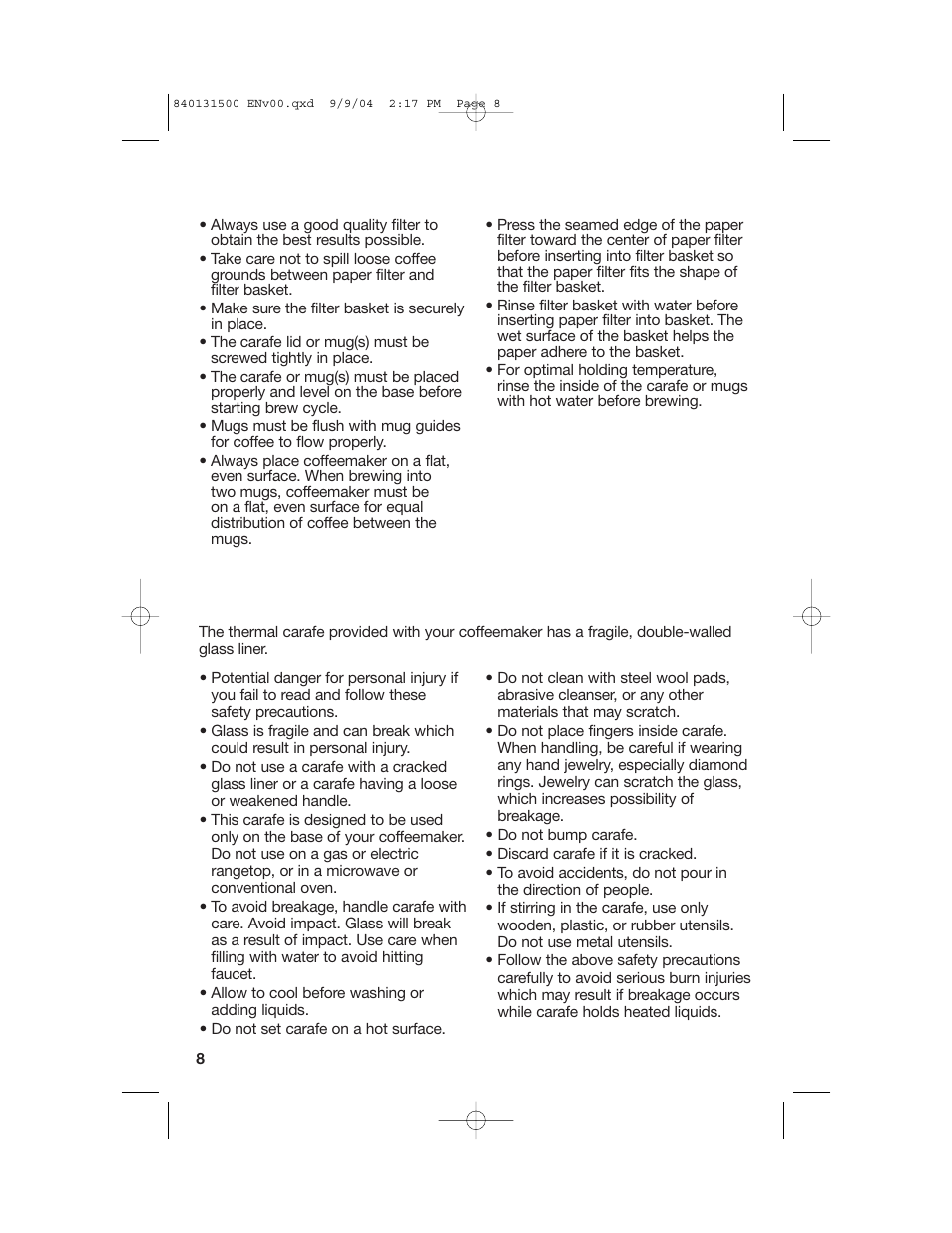 Usage tips, Carafe safety precautions | Hamilton Beach 45214 User Manual | Page 8 / 28