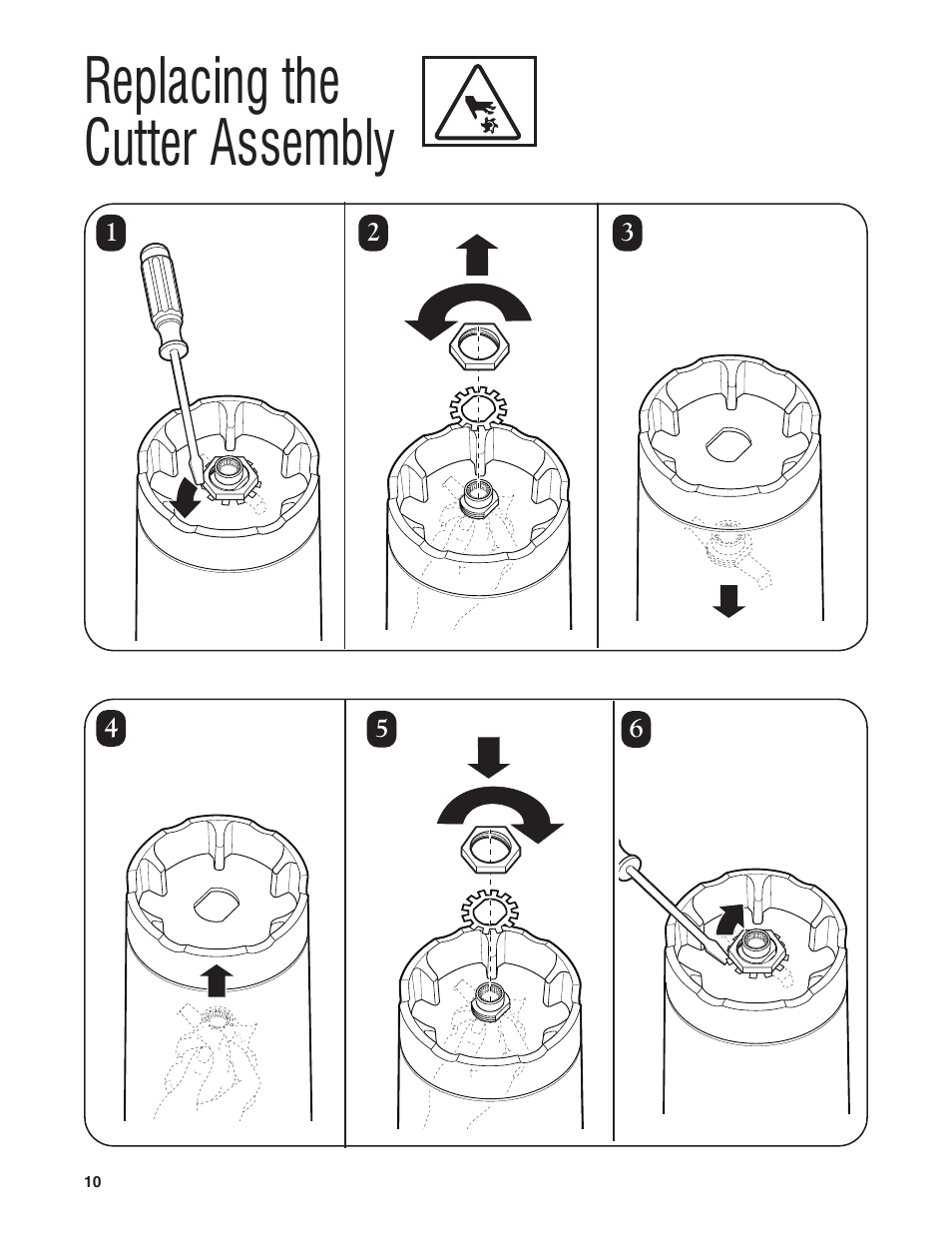 Replacing the cutter assembly | Hamilton Beach HBF400 User Manual | Page 10 / 36