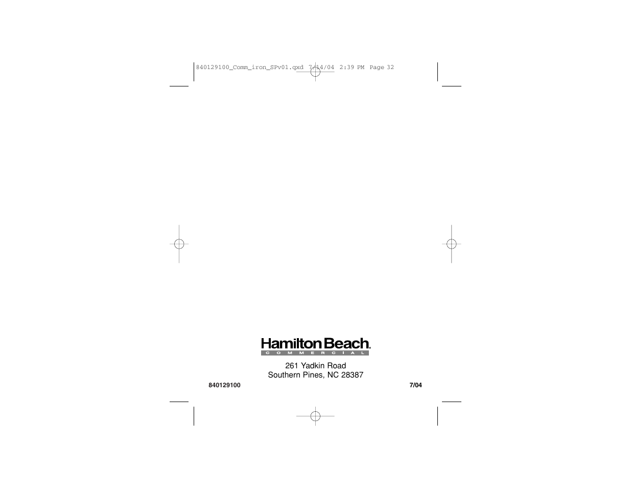 Hamilton Beach 840129100 User Manual | Page 19 / 19