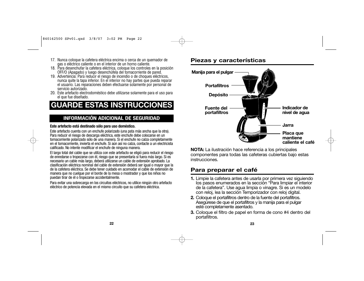 Guarde estas instrucciones | Hamilton Beach 49444 User Manual | Page 14 / 19