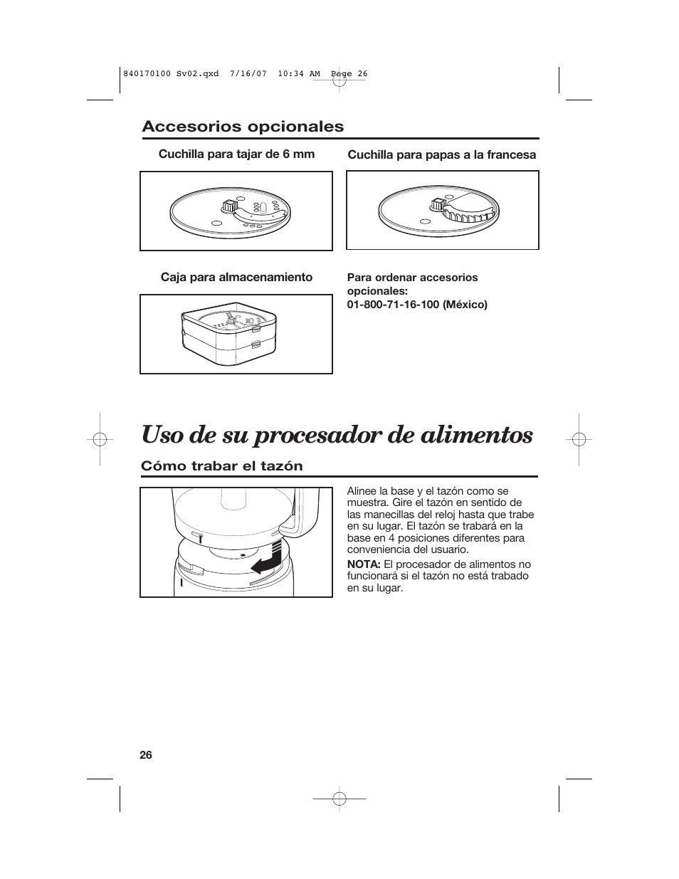 Uso de su procesador de alimentos | Hamilton Beach Big Mouth 840170100 User Manual | Page 26 / 36