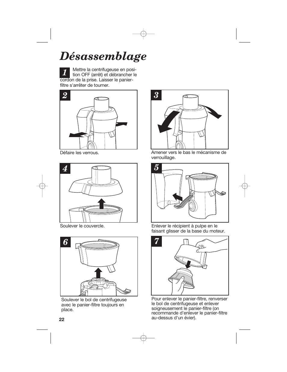 Désassemblage | Hamilton Beach 840148101 User Manual | Page 22 / 44