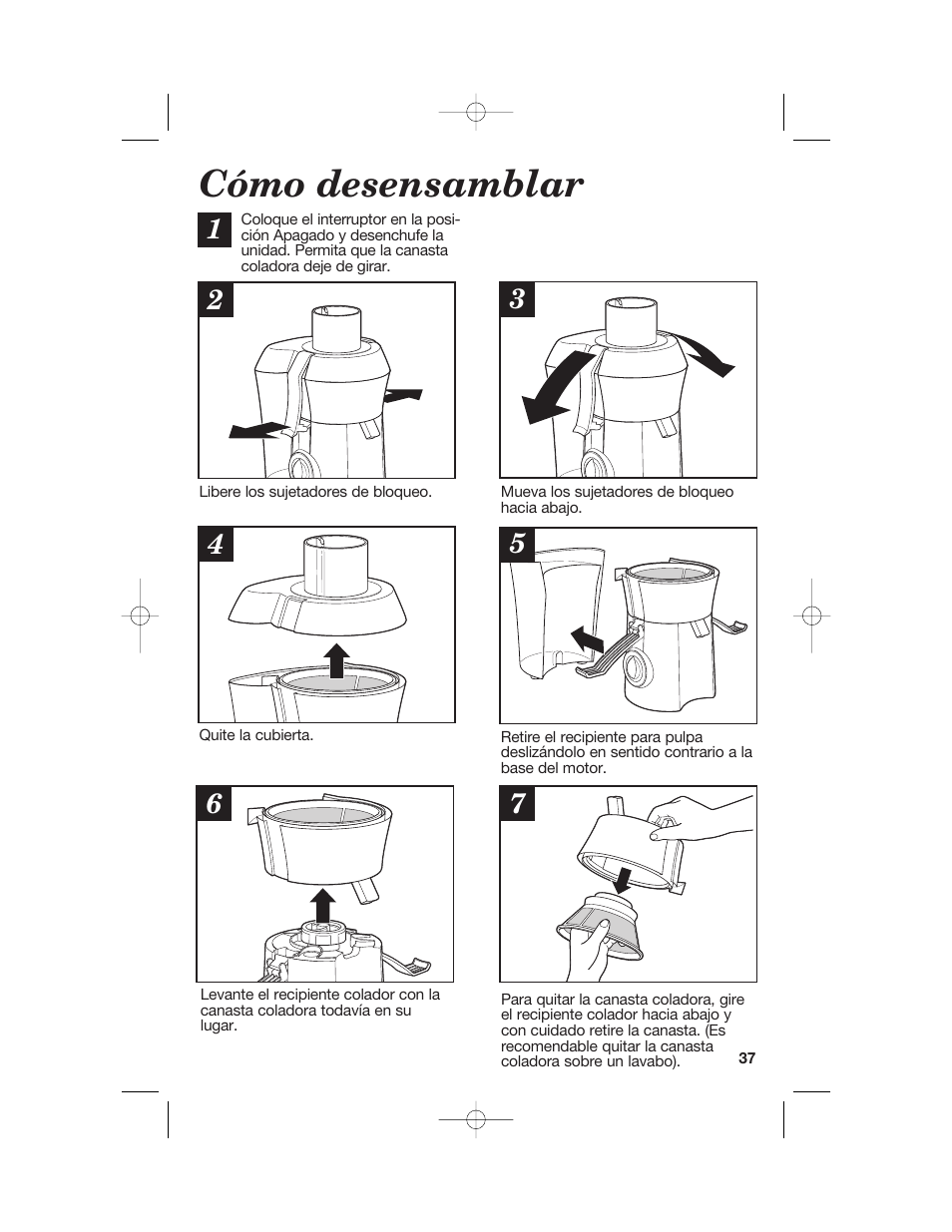 Cómo desensamblar | Hamilton Beach 840148101 User Manual | Page 37 / 44