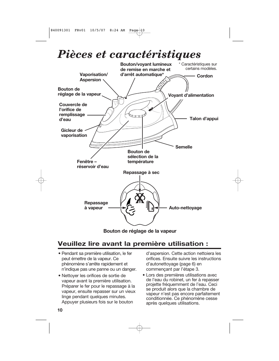 Pièces et caractéristiques, Veuillez lire avant la première utilisation | Hamilton Beach 14560T User Manual | Page 10 / 24