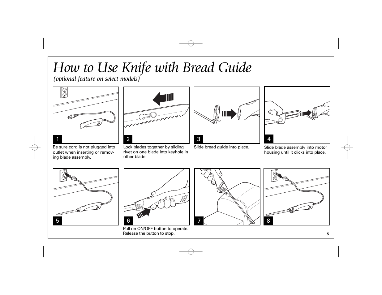 How to use knife with bread guide | Hamilton Beach 74375R User Manual | Page 5 / 20