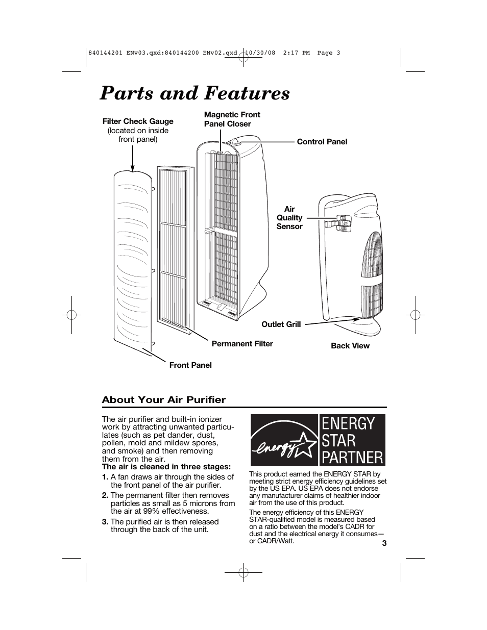 Parts and features | Hamilton Beach 04992F User Manual | Page 3 / 28