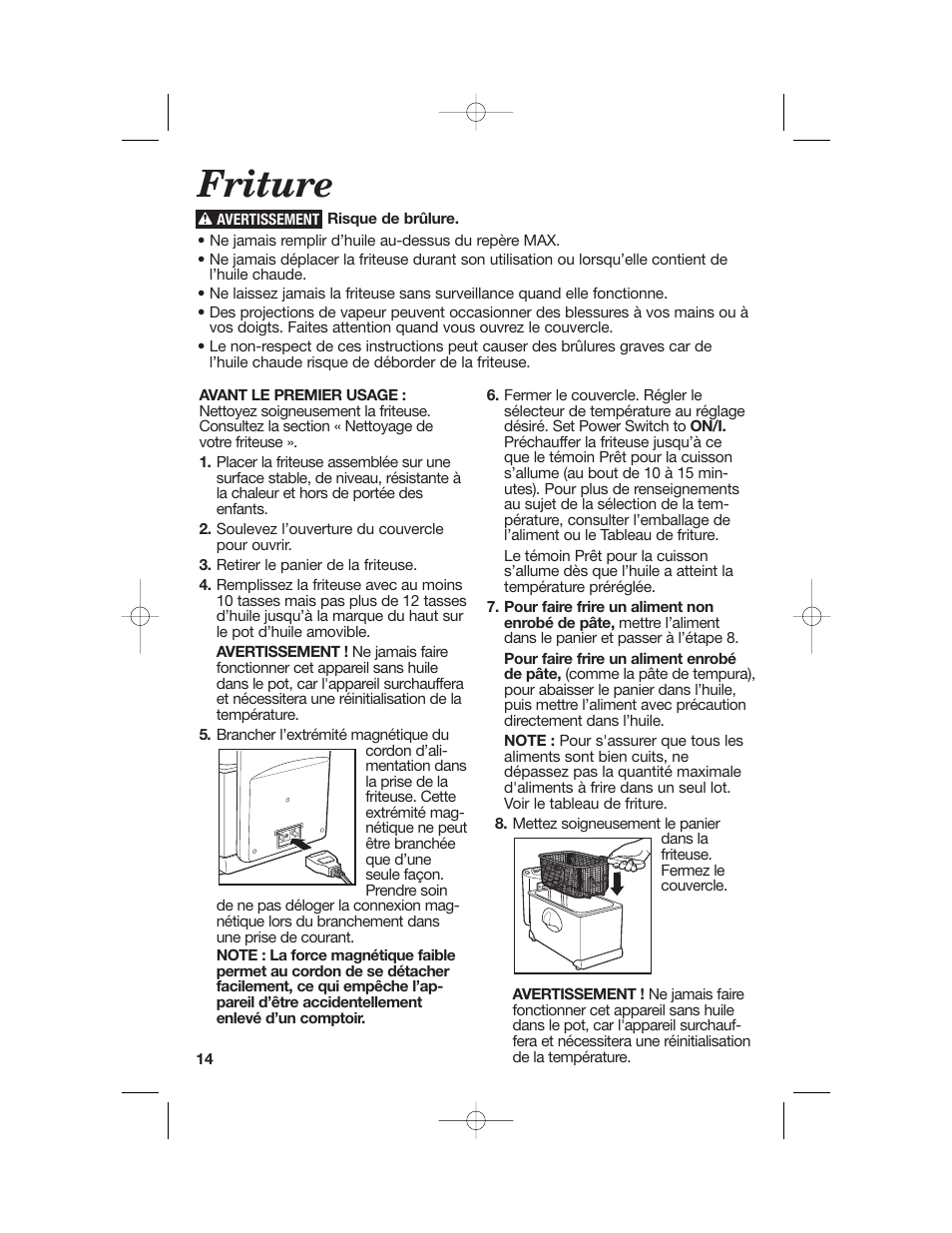 Friture | Hamilton Beach 35030C User Manual | Page 14 / 32