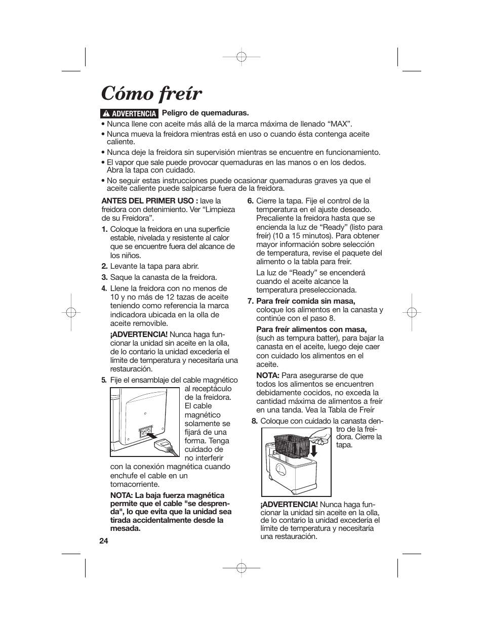 Cómo freír | Hamilton Beach 35030C User Manual | Page 24 / 32