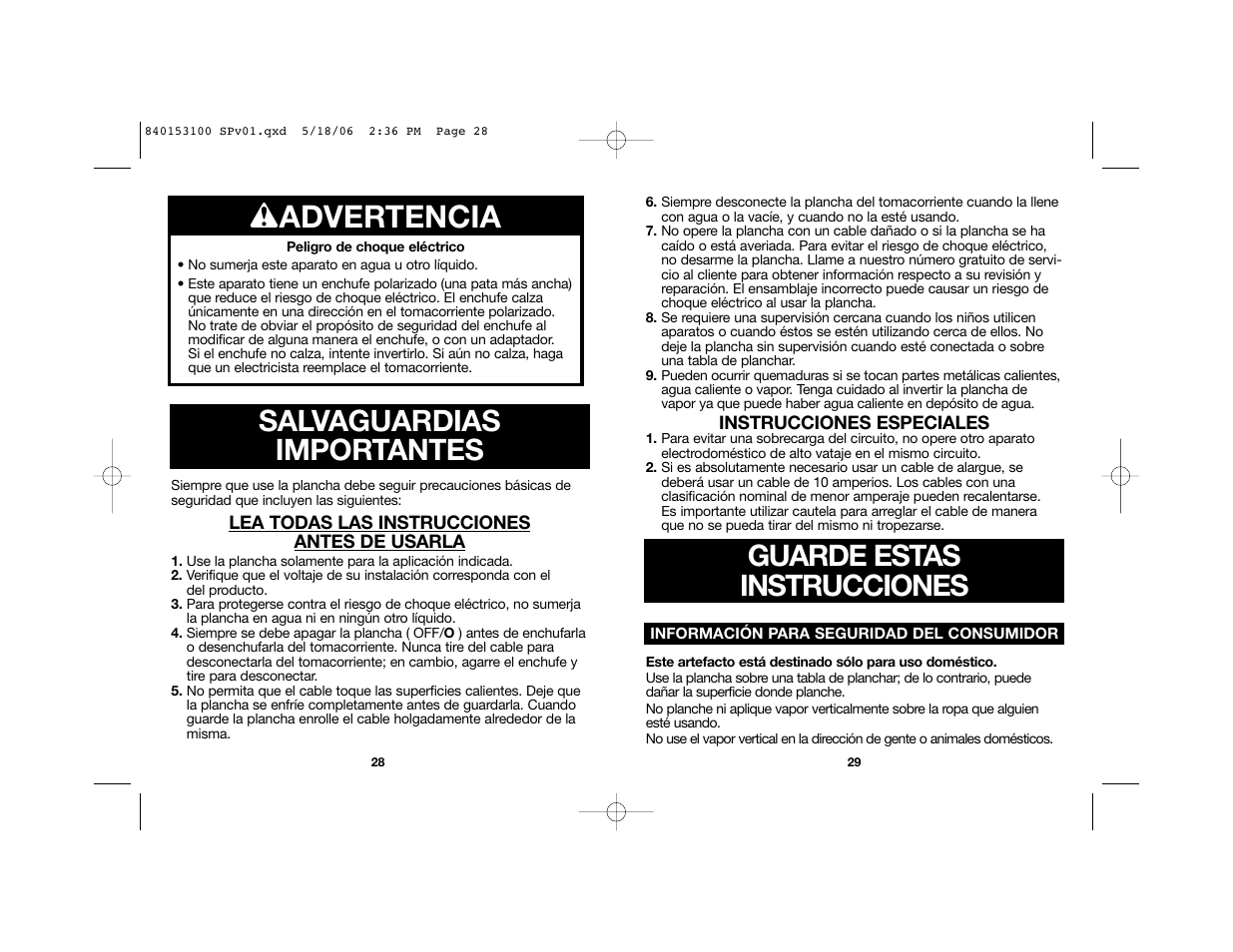 W advertencia, Guarde estas instrucciones, Salvaguardias importantes | Hamilton Beach 14975 User Manual | Page 15 / 23