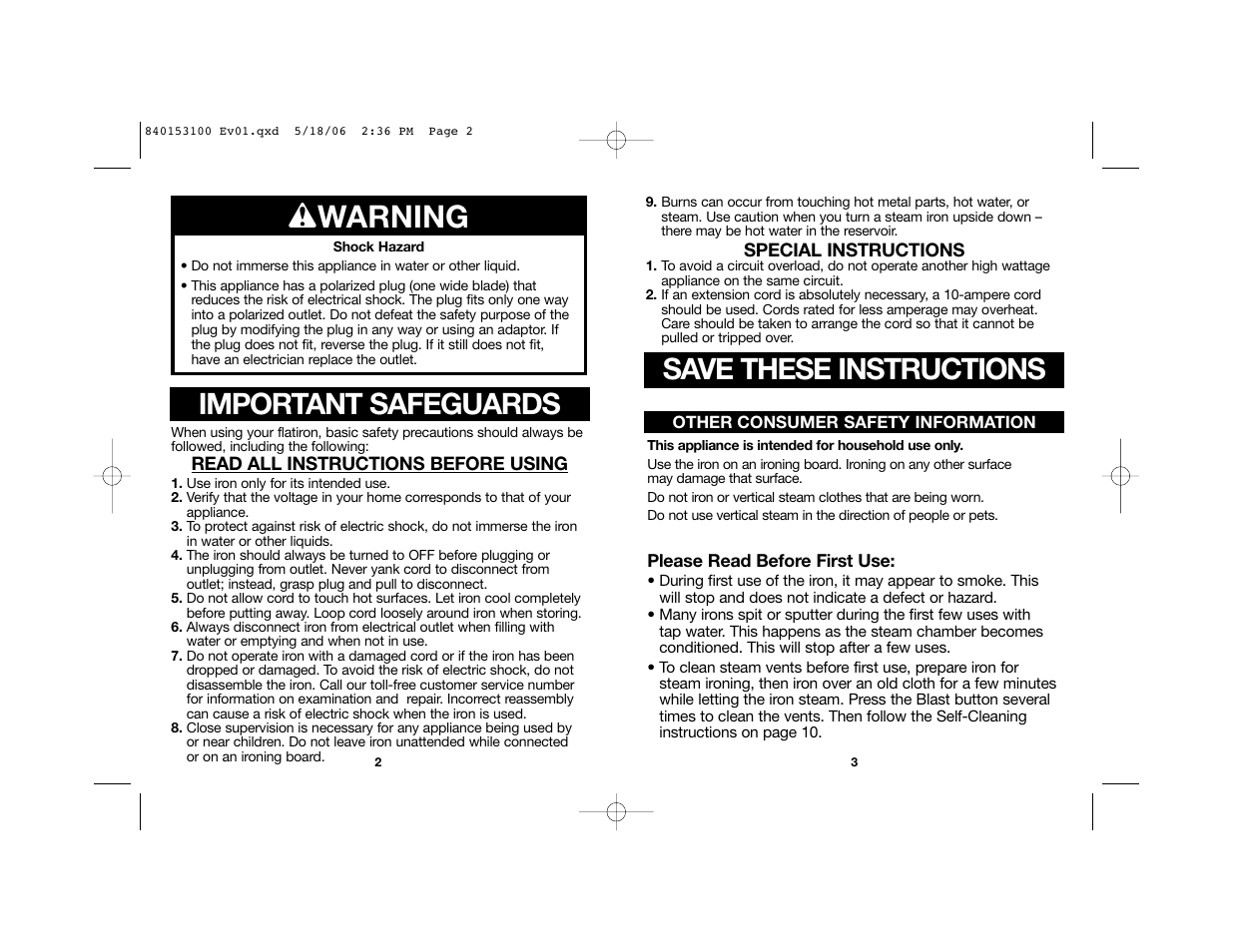 W warning, Save these instructions, Important safeguards | Hamilton Beach 14975 User Manual | Page 2 / 23