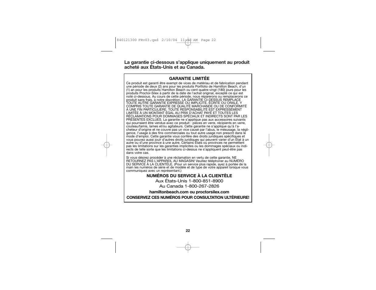 Hamilton Beach 840121300 User Manual | Page 12 / 20