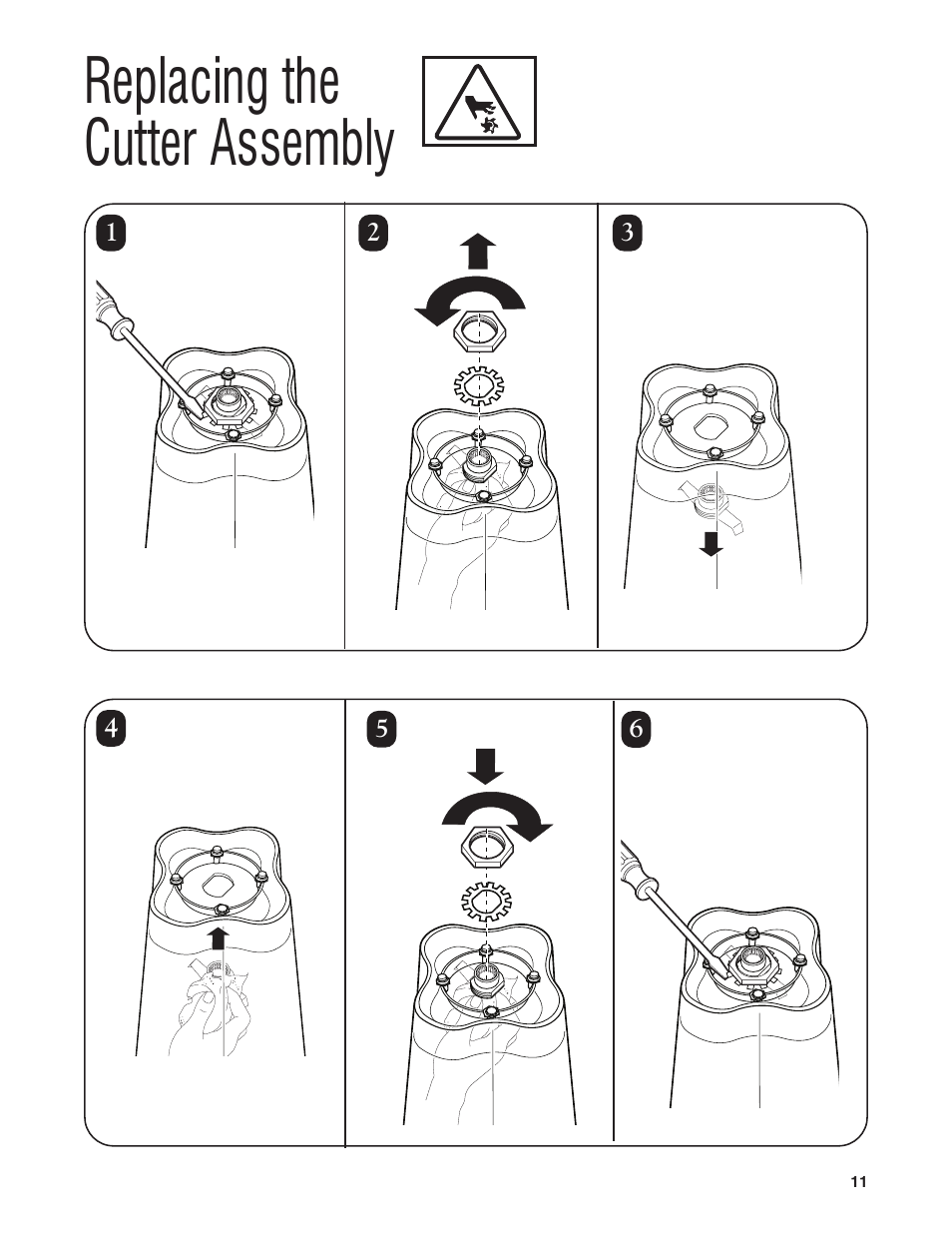 Replacing the cutter assembly | Hamilton Beach HBH650 User Manual | Page 11 / 40