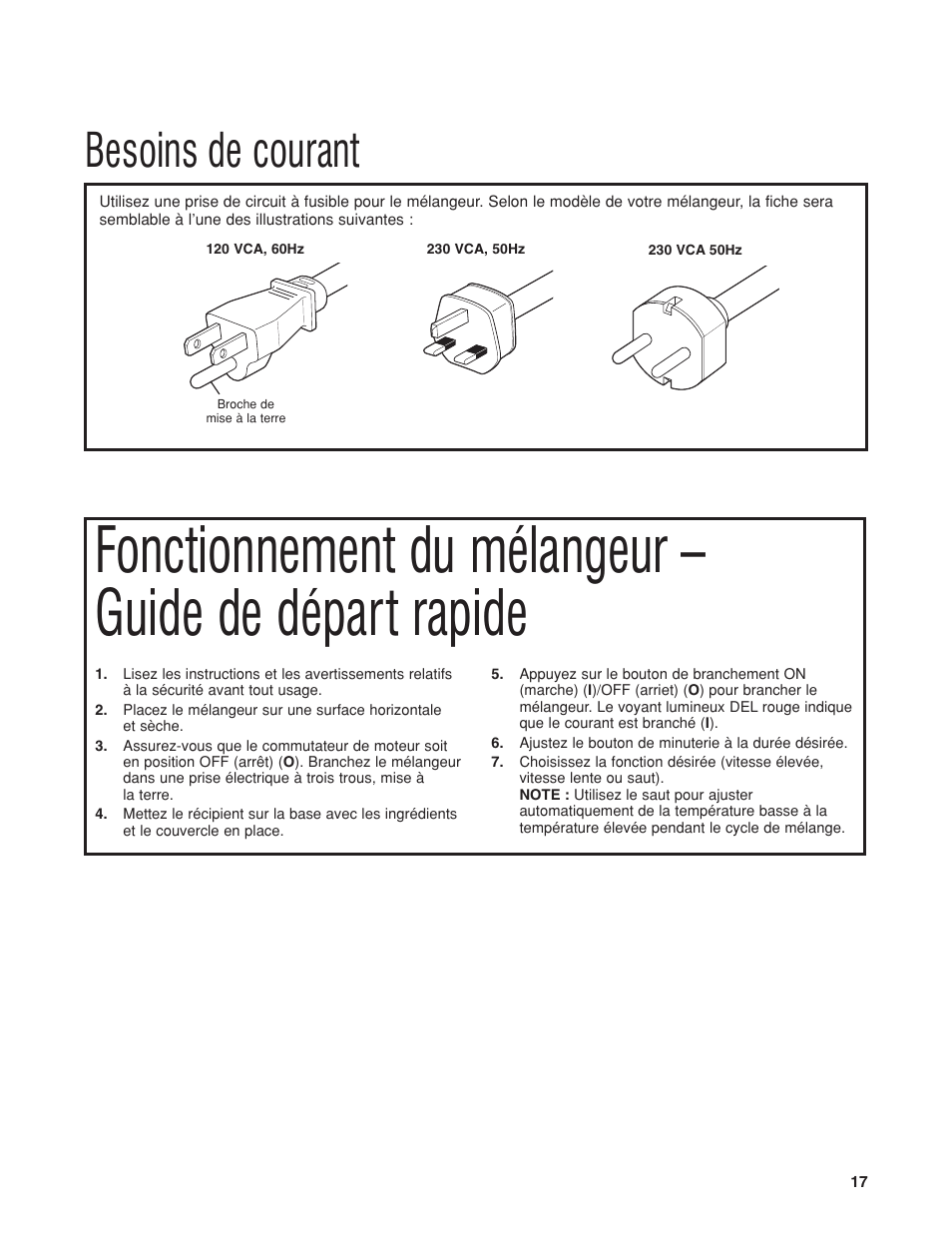 Besoins de courant | Hamilton Beach HBH650 User Manual | Page 17 / 40