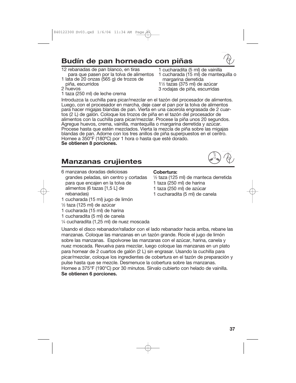 Budín de pan horneado con piñas, Manzanas crujientes | Hamilton Beach 70450C User Manual | Page 37 / 40