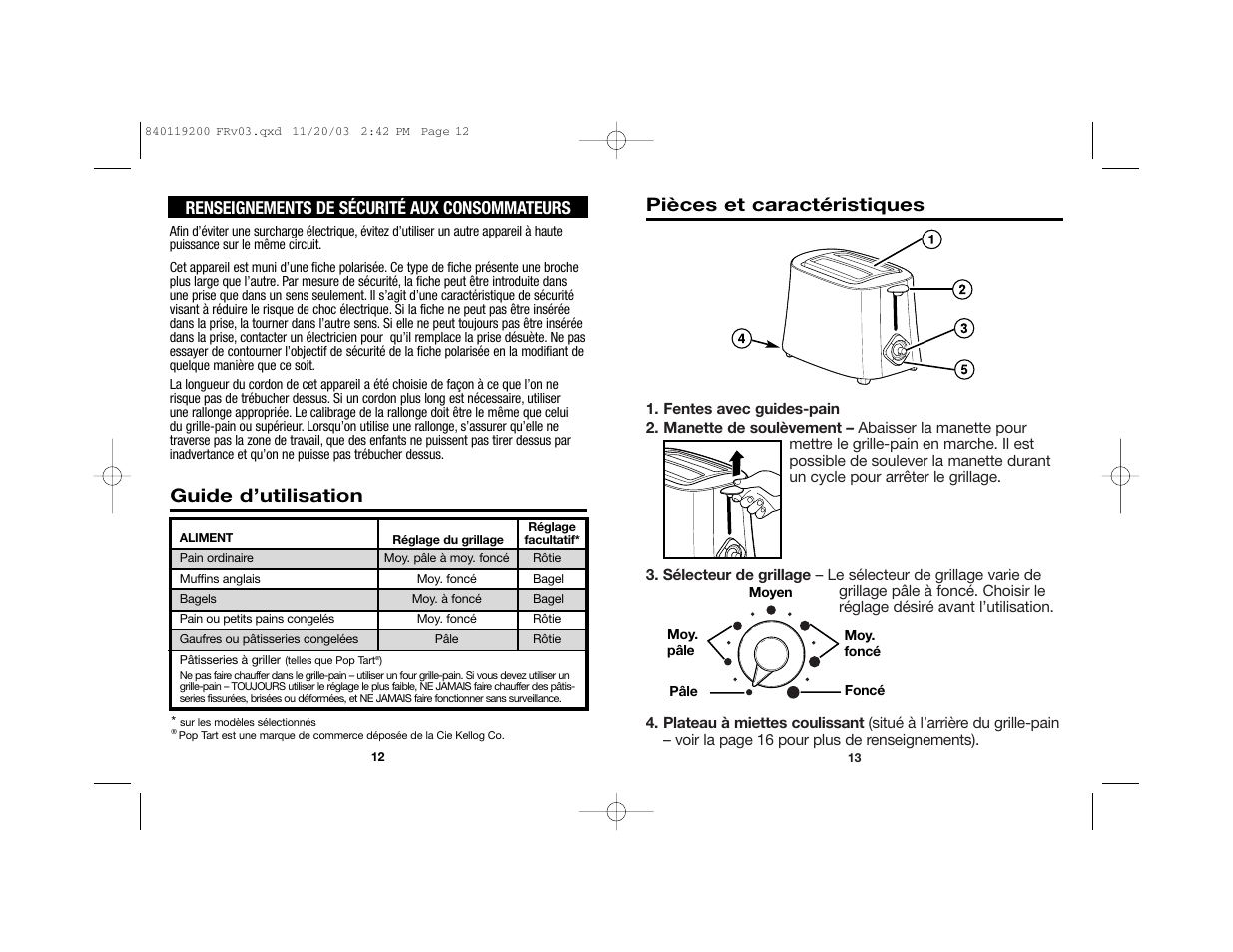 Pièces et caractéristiques, Guide d’utilisation | Hamilton Beach 22625C User Manual | Page 7 / 15