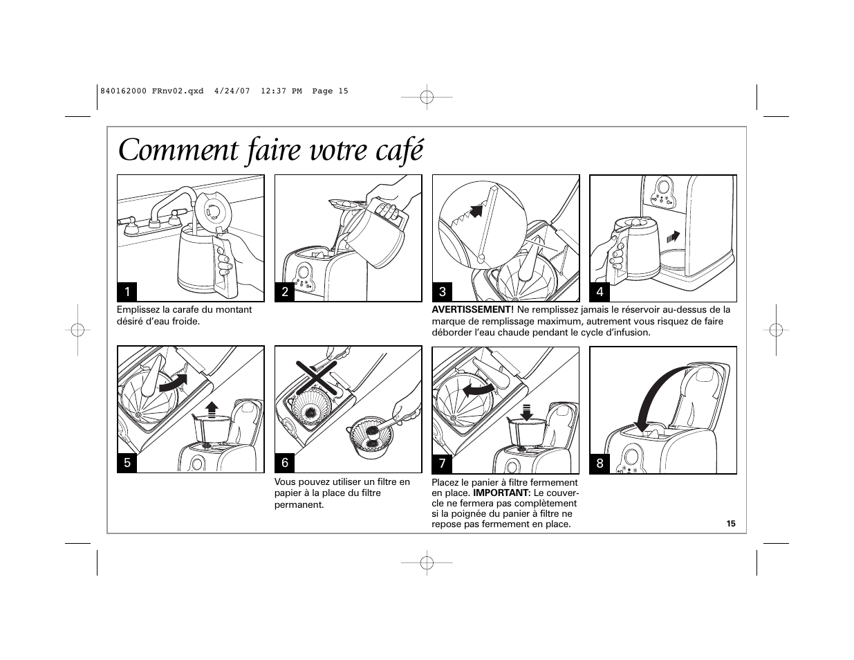 Comment faire votre café | Hamilton Beach 44559 User Manual | Page 15 / 32