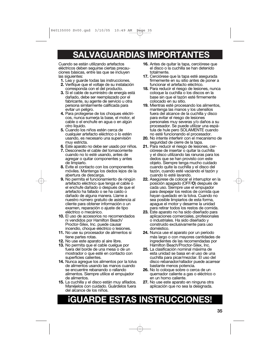 Hamilton Beach 70550R User Manual | Page 35 / 44