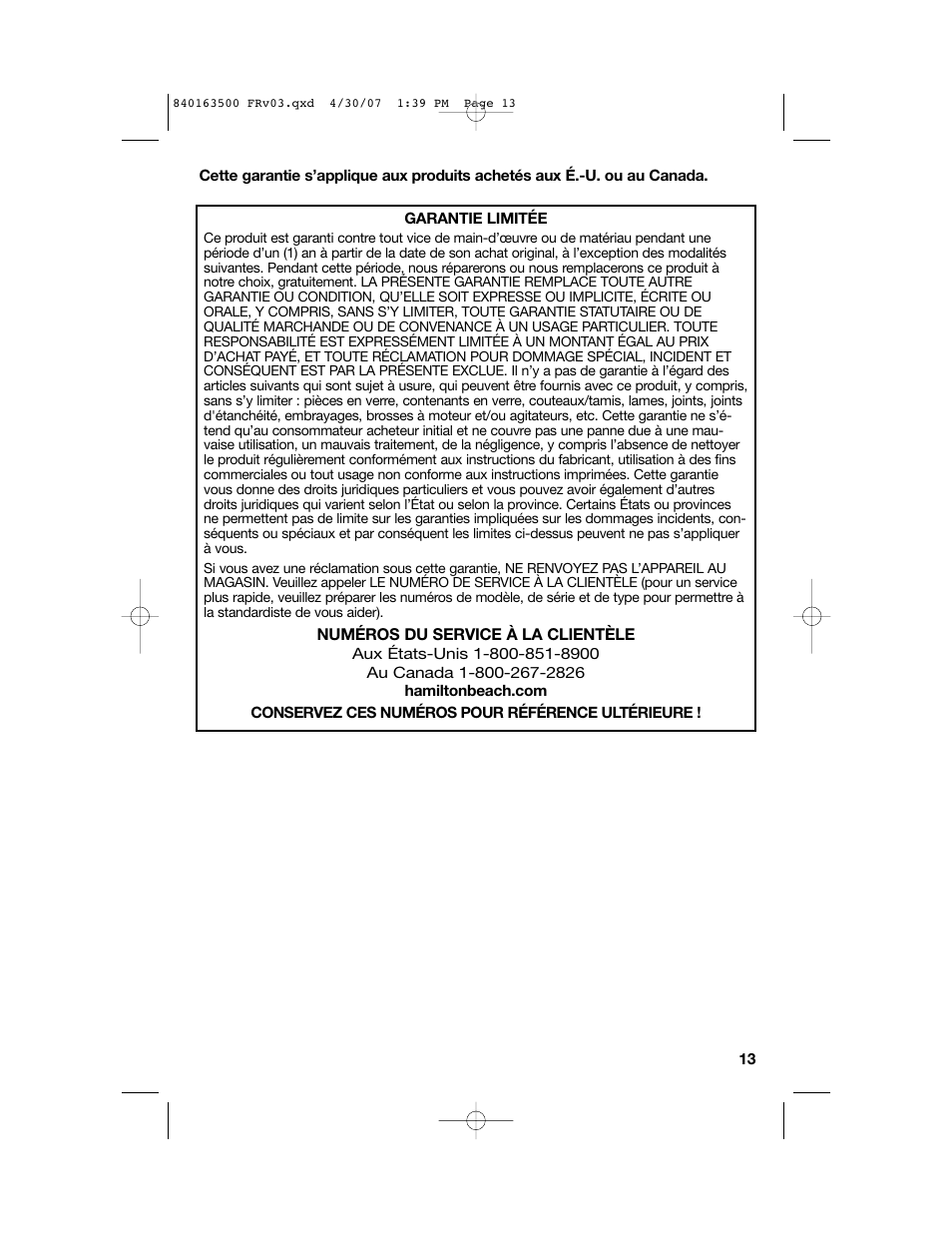 Hamilton Beach 64695N User Manual | Page 13 / 20