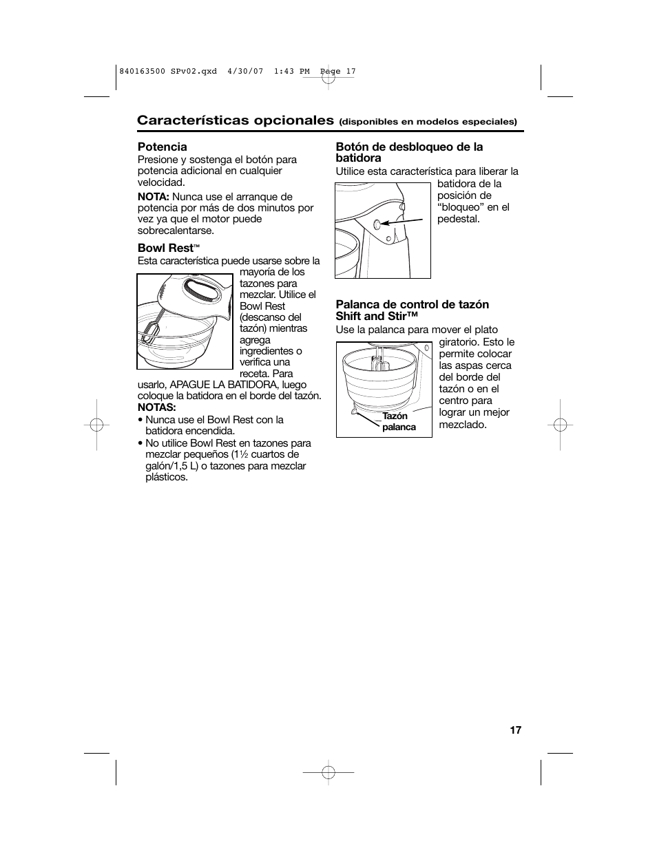 Características opcionales | Hamilton Beach 64695N User Manual | Page 17 / 20