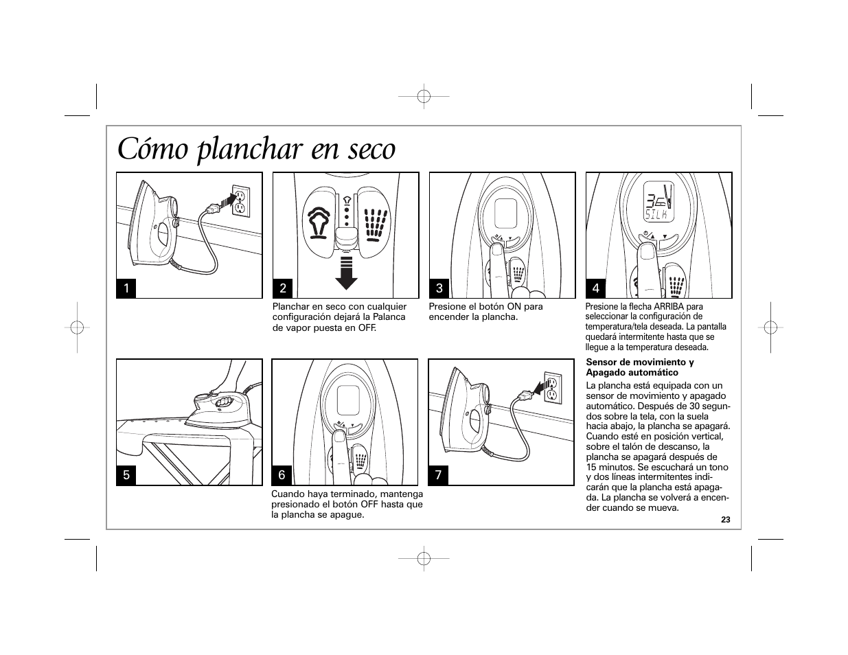 Cómo planchar en seco | Hamilton Beach 840172800 User Manual | Page 23 / 32