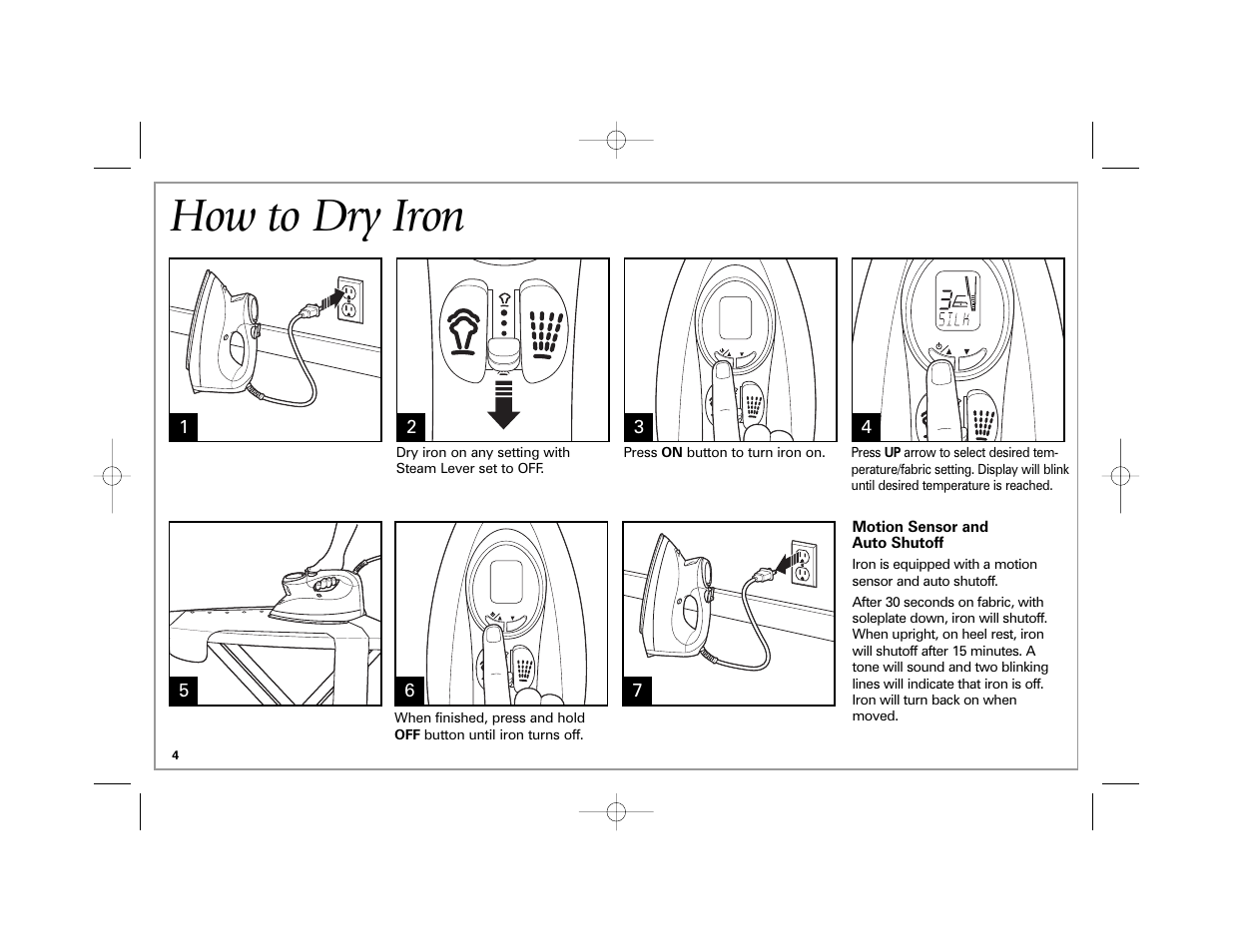 How to dry iron | Hamilton Beach 840172800 User Manual | Page 4 / 32