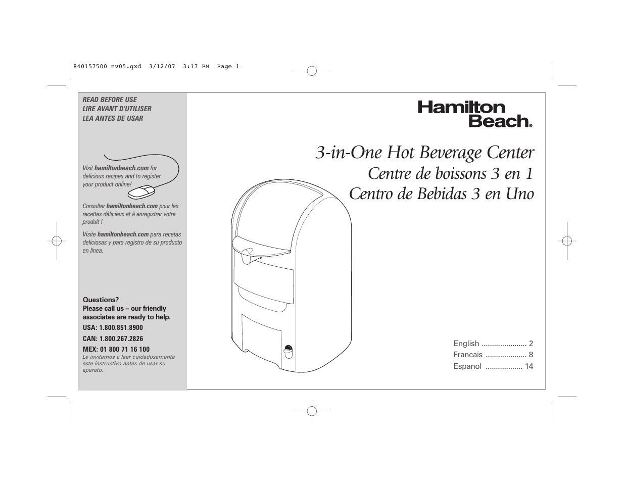 Hamilton Beach 42116C User Manual | 20 pages