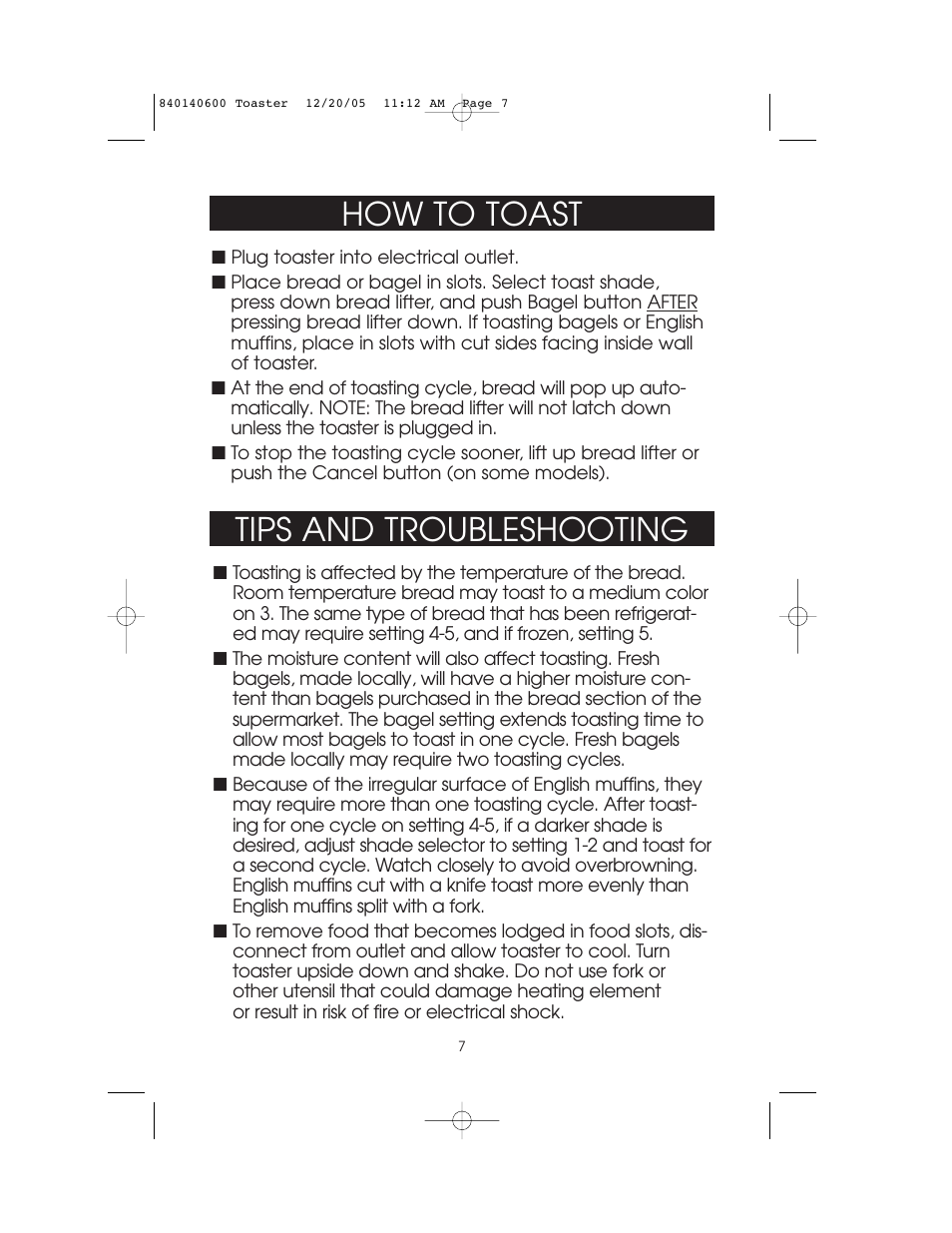 How to toast, Tips and troubleshooting | Hamilton Beach 22300 User Manual | Page 7 / 10