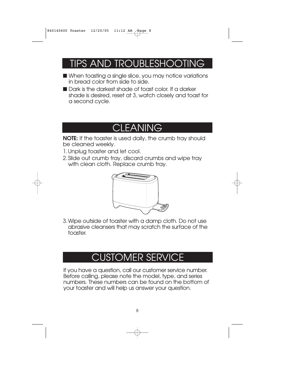 Cleaning, Tips and troubleshooting, Customer service | Hamilton Beach 22300 User Manual | Page 8 / 10