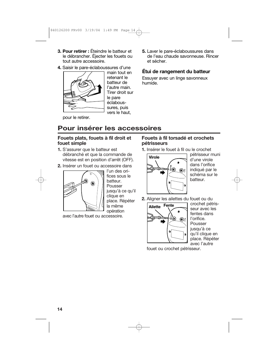 Pour insérer les accessoires | Hamilton Beach 62680C User Manual | Page 14 / 28